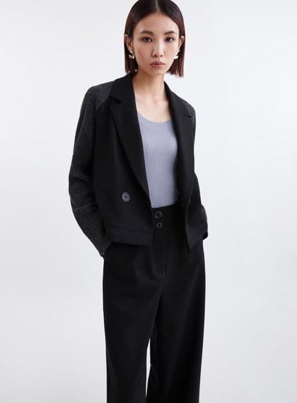 率性針織拼接西裝外套