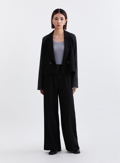 率性針織拼接西裝外套