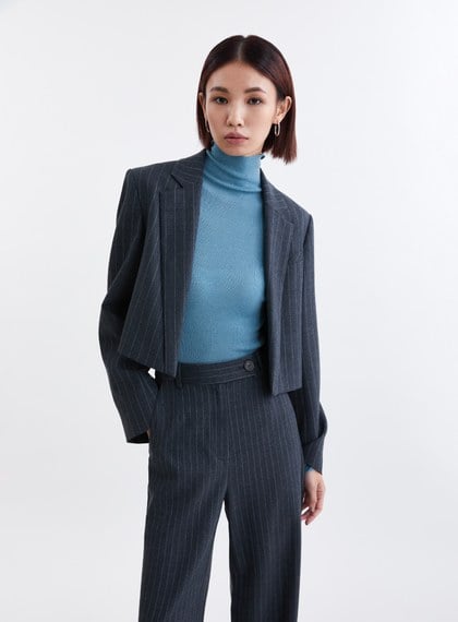 經典條紋短版西裝外套