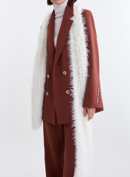 柔軟毛毛網洞造型圍巾