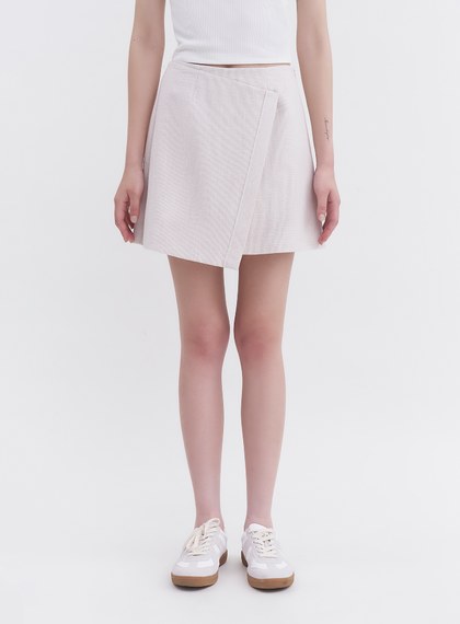 雙色織紋輕柔 A 字斜片褲裙