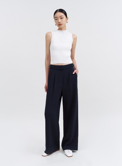 簡約側扣環直筒西裝褲