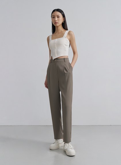 輕柔涼感錐形西裝褲