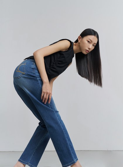 個性水洗修身牛仔褲