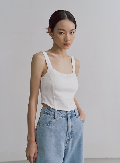 仿牛仔壓線馬甲BRA上衣