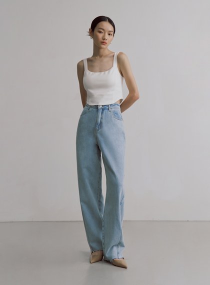 仿牛仔壓線馬甲BRA上衣