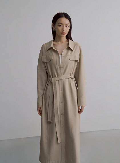 率性長版仿牛仔襯衫外套