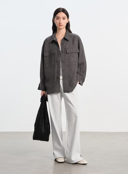 花紗提織工裝襯衫