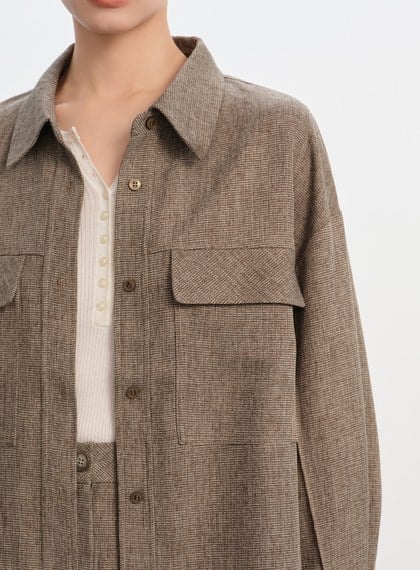 花紗提織工裝襯衫