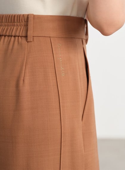 經典麂皮拼接西裝褲