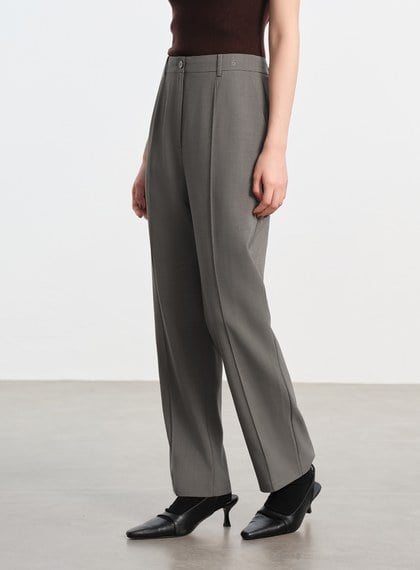 經典麂皮拼接九分褲