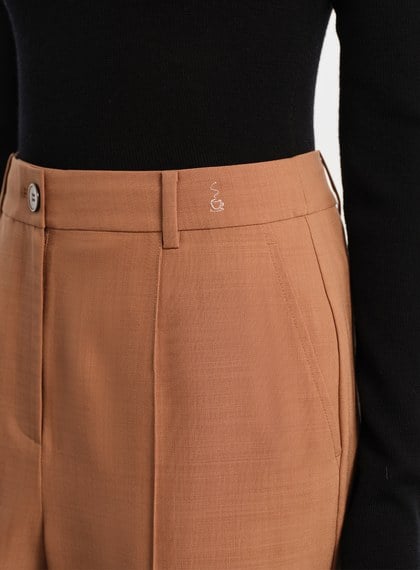 經典麂皮拼接九分褲