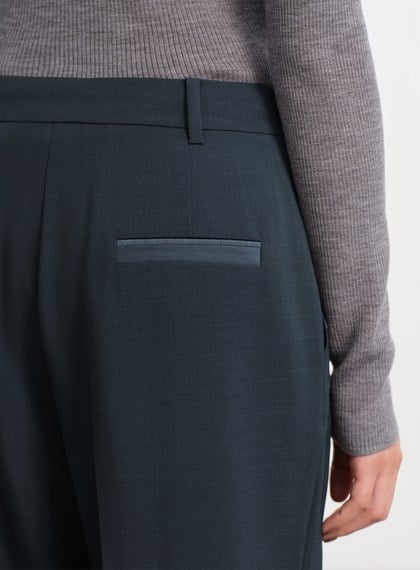 經典麂皮拼接九分褲