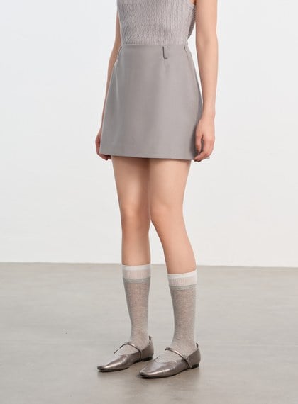 仿麂皮一片式褲裙