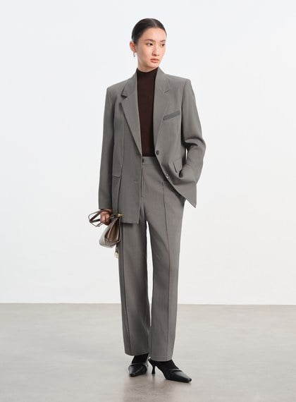 經典麂皮拼接西裝外套