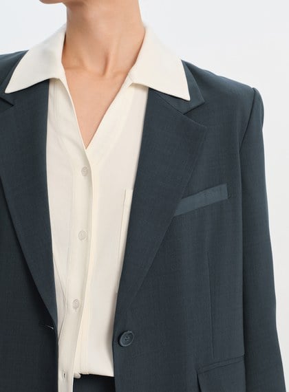 經典麂皮拼接西裝外套