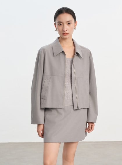 仿麂皮短版外套