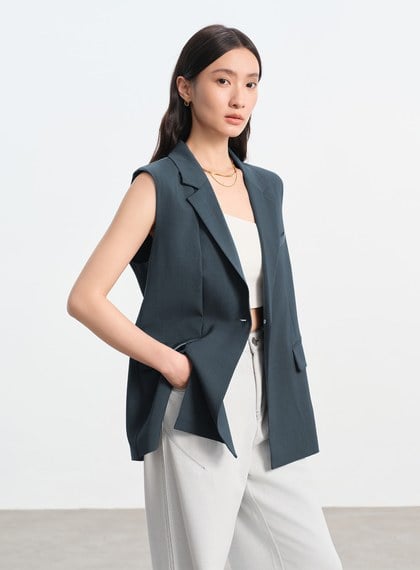 經典麂皮拼接西裝背心