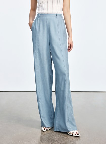 涼感天絲直筒寬褲