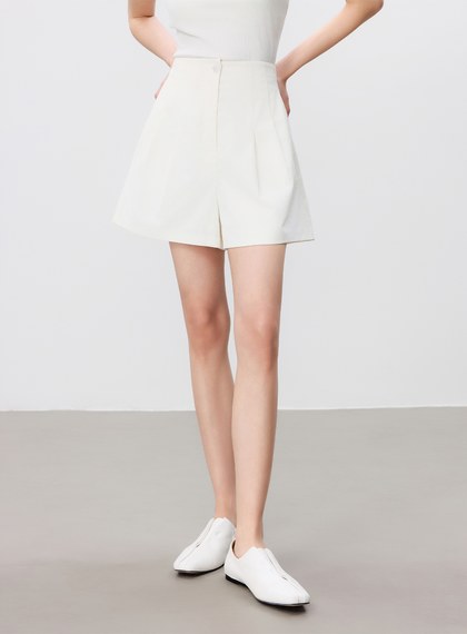 防曬陶瓷紗線雙褶西裝短褲