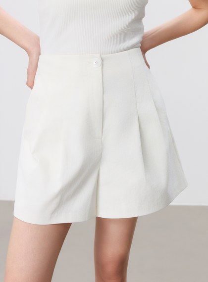 防曬陶瓷紗線雙褶西裝短褲