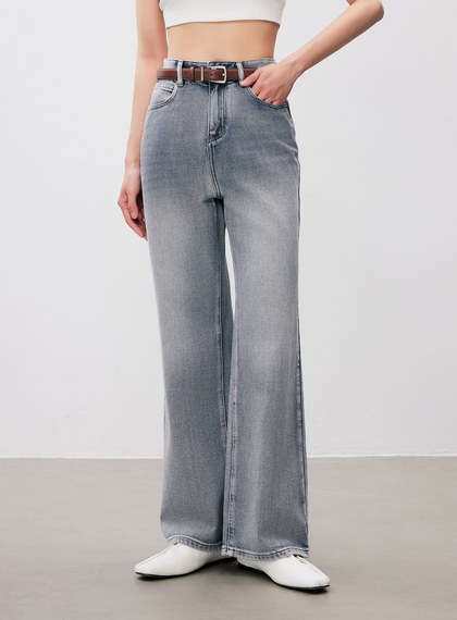 經典刷色直筒牛仔褲