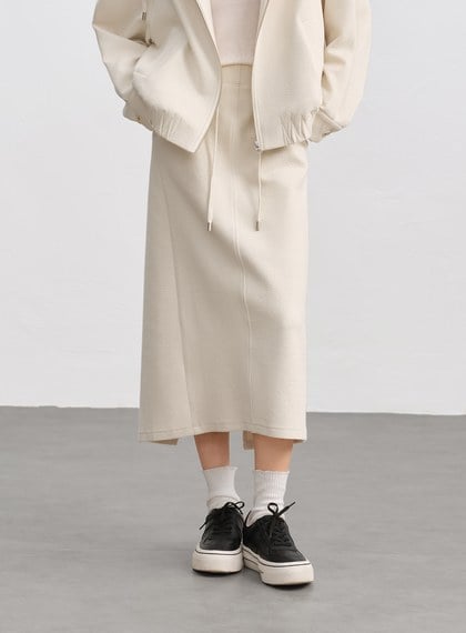 特殊紋理後開衩休閒半裙