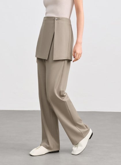 時髦兩件式片裙西裝長褲