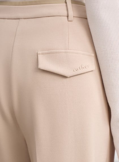 格紋拼接微磨毛直筒褲