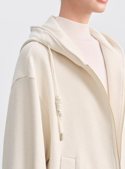 特殊紋理短版連帽開襟外套