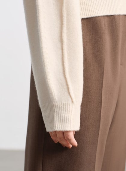 精緻珠片紗LOGO羊毛針織上衣