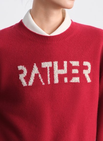 精緻珠片紗LOGO羊毛針織上衣