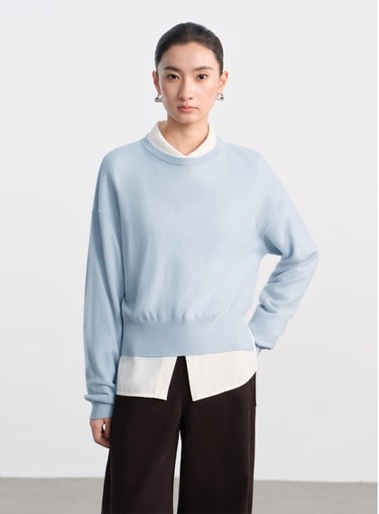 輕柔羊絨混紡針織上衣