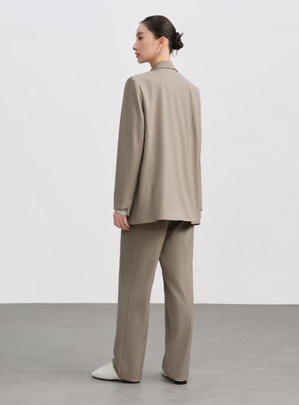 時髦拼接領寬版西裝外套