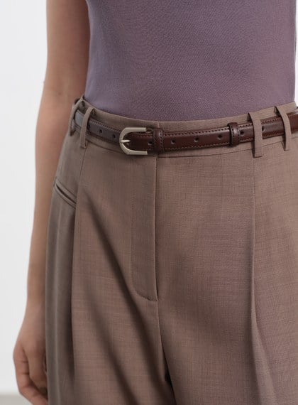 真皮霧銀百搭皮帶