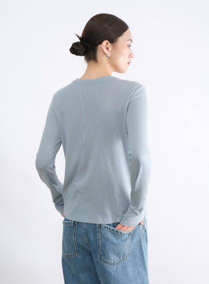 天絲羊毛修身長袖上衣