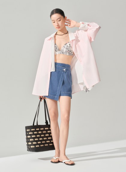 男女適穿刺繡 Logo 寬鬆襯衫