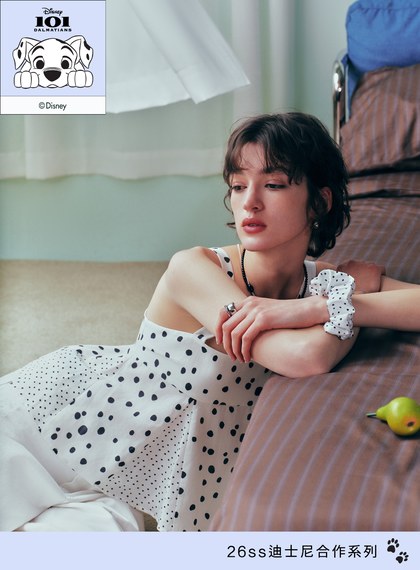 DISNEY｜平口波點斜裁背心