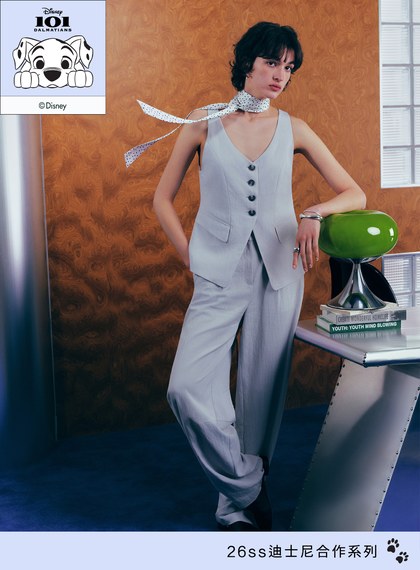 DISNEY｜優雅刺繡彎刀褲