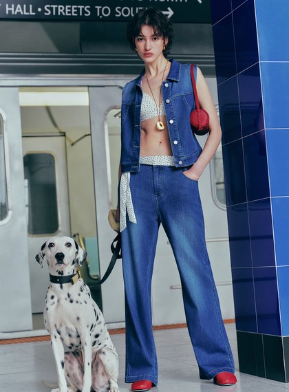 經典直筒微喇叭牛仔褲