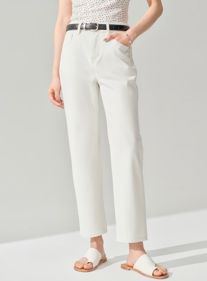 中高腰九分直筒牛仔褲