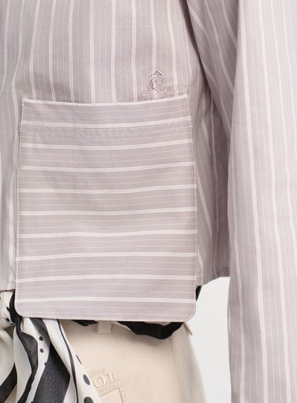 DISNEY｜橫豎條紋短版襯衫