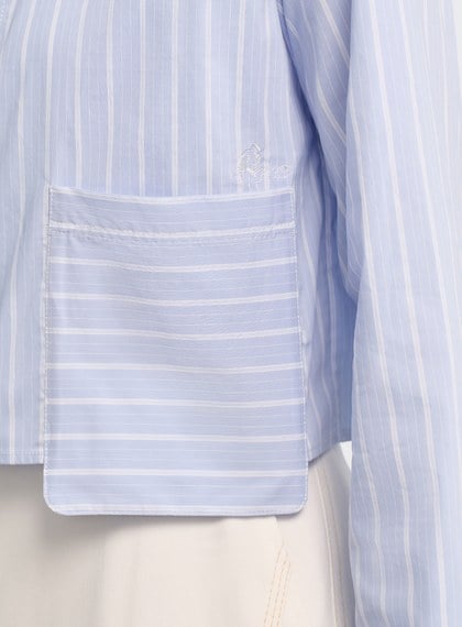 DISNEY｜橫豎條紋短版襯衫