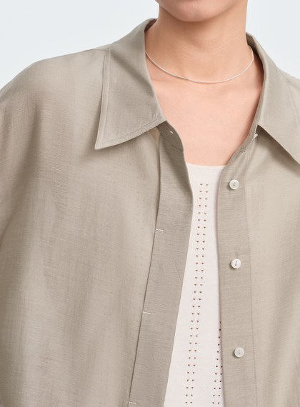 霧面附腰帶防曬襯衫