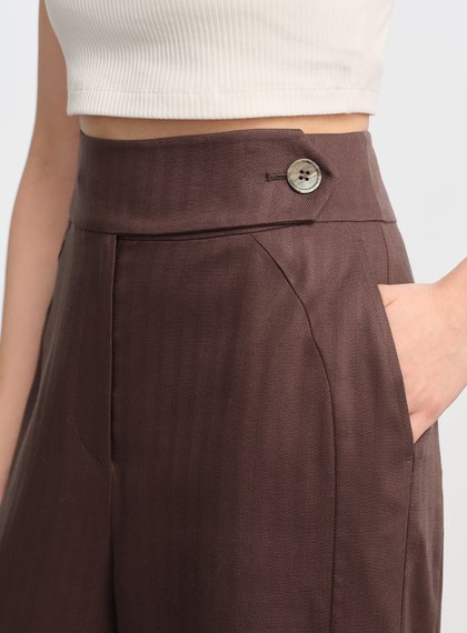 立體弧線高腰西裝褲