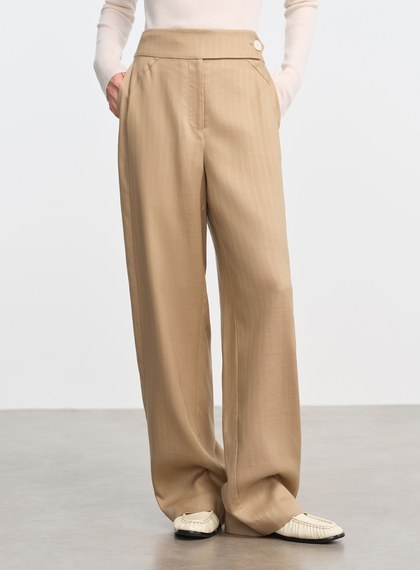 立體弧線高腰西裝褲