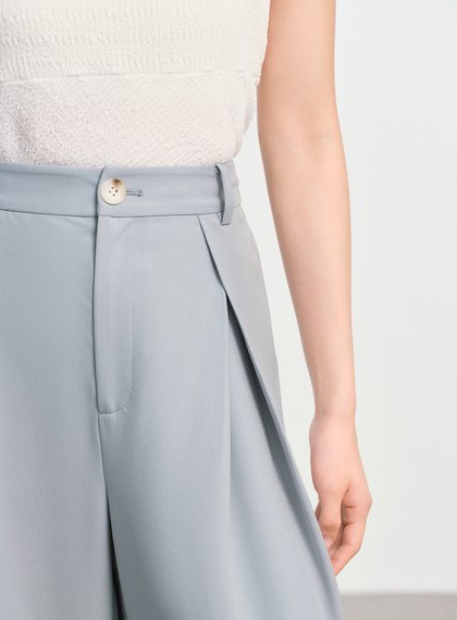 俐落抗皺中腰廓型褲