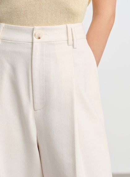 簡約亞麻西裝褲