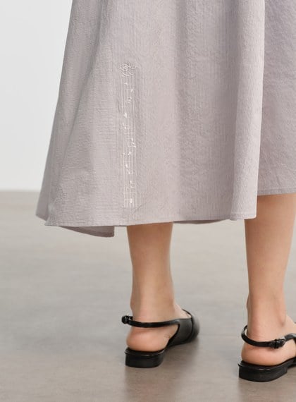 DISNEY｜不對稱條紋拼接長裙