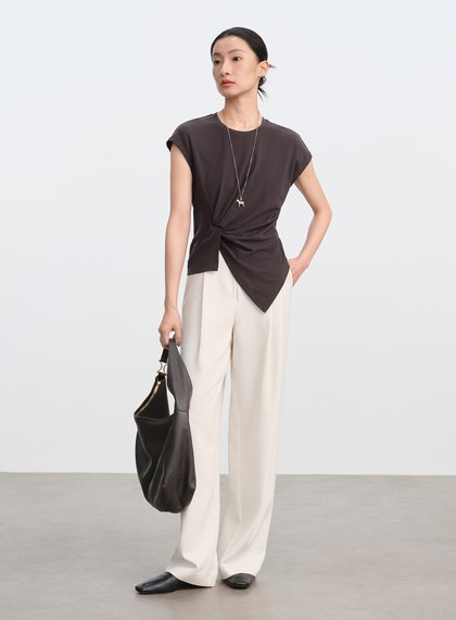 不對稱扭結短袖